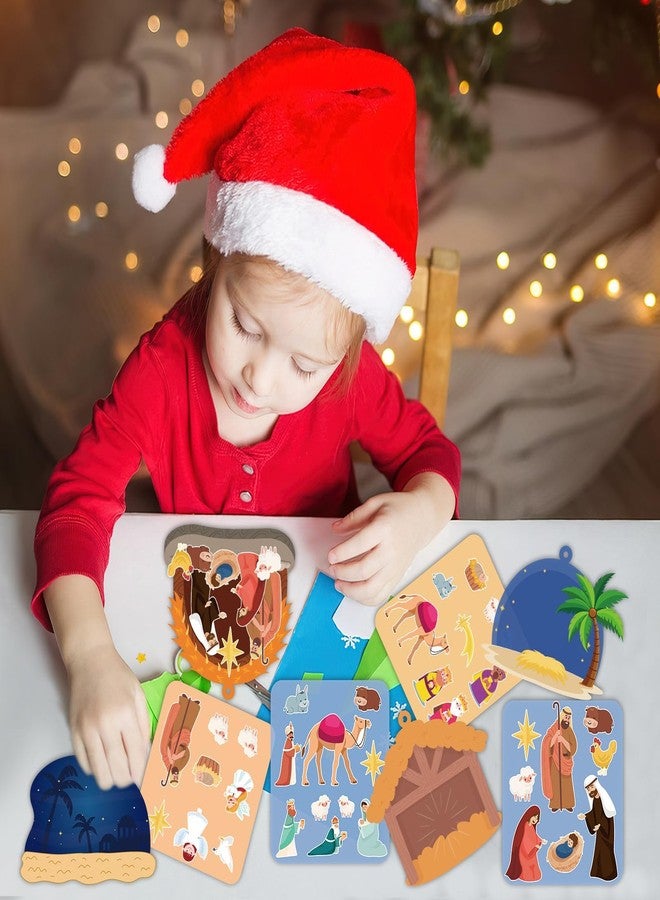 VABAMNA Christmas Nativity Ornament Crafts for Kids - 16 Pack Make Your Own Nativity Scene Ornament Kit with Nativity DIY Craft Stickers Cutouts for Kids Xmas Tree Holiday Classroom Art Activity Party Favors - Image 2
